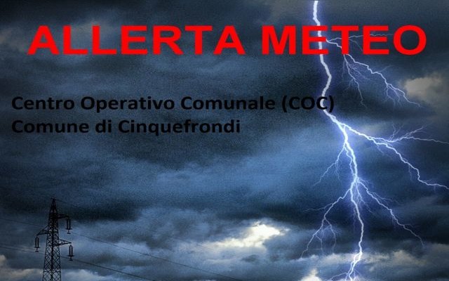 Avviso Allerta Meteo Attivazione Centro Operativo Comunale (COC)