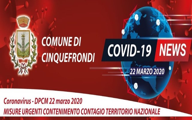 Coronavirus - DPCM 22 marzo 2020 Misure Urgenti Contenimento Contagio Territorio Nazionale  